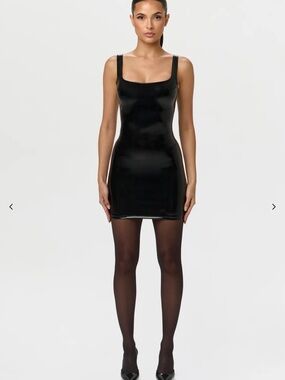 Naked Wardrobe Black Vinyl Tank Mini Dress